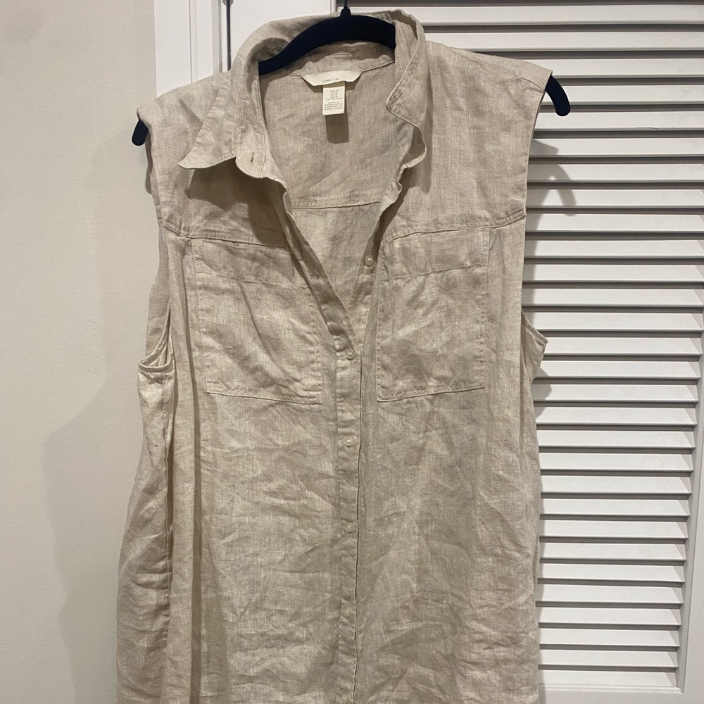 H&M Linen Shirt in Light Beige